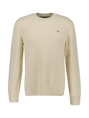 GANT Cream Quarter Zip Textured Jumper - Image 4 of 5