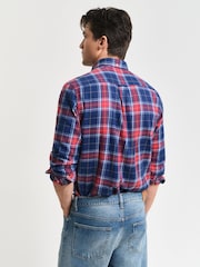 Синий - Gant рубашка в клетку из 100% хлопка - Изображение 2 из 5