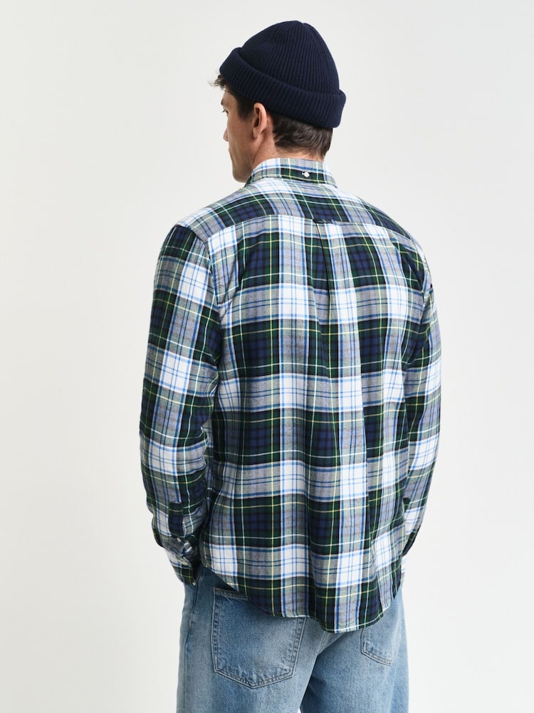 GANT Green Regular Flannel 100% Cotton Check Shirt - Image 2 of 6 GANT Green Regular Flannel 100% Cotton Check Shirt - Image 2 of 6