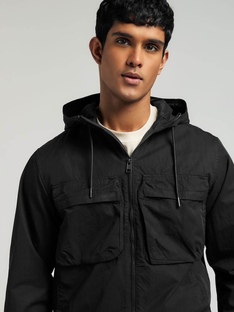 Black Bluff Pocket Shacket with Hood - Image 4 of 11