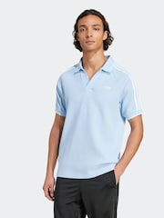 adidas Originals Light Blue Holiday Waffle Polo Shirt - Image 1 of 6