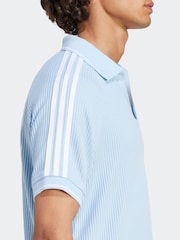 adidas Originals Light Blue Holiday Waffle Polo Shirt - Image 5 of 6