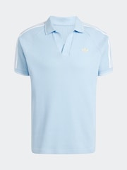 adidas Originals Light Blue Holiday Waffle Polo Shirt - Image 6 of 6