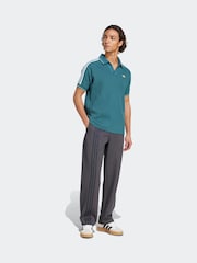 adidas Originals Teal Blue Holiday Waffle Polo Shirt - Image 3 of 6