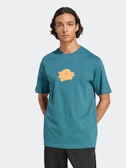 adidas Originals Teal Blue Sunset Trefoil T-Shirt - Image 1 of 6