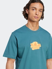 adidas Originals Teal Blue Sunset Trefoil T-Shirt - Image 4 of 6