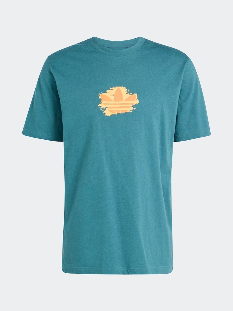 adidas Originals Teal Blue Sunset Trefoil T-Shirt - Image 6 of 6