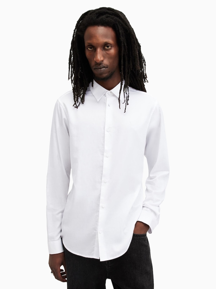 AllSaints White Echo Long Sleeve Shirt - Image 1 of 5