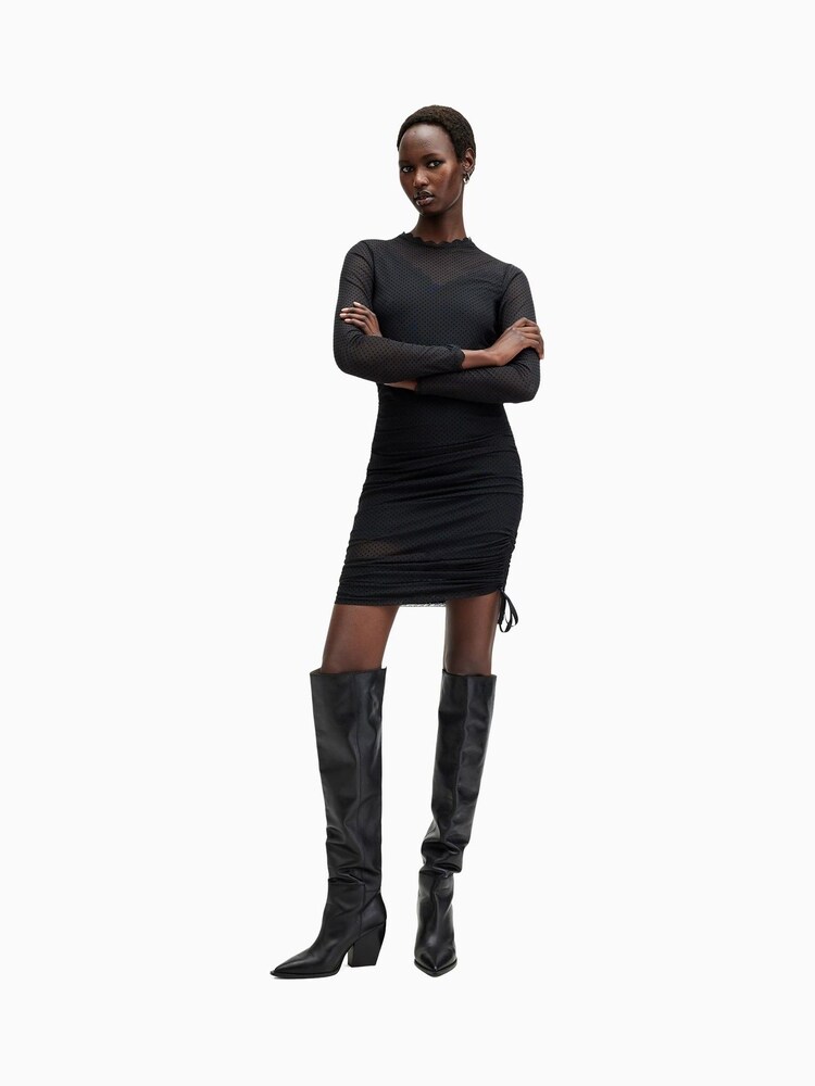 AllSaints Black Adara Lace Dress - Image 4 of 8