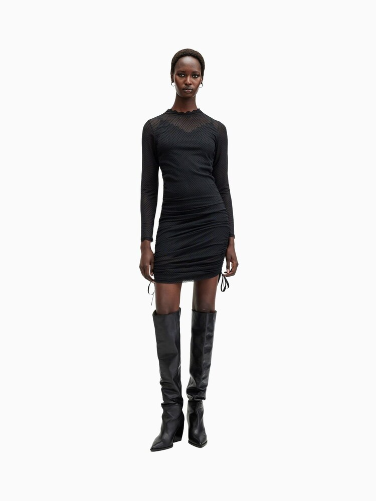 AllSaints Black Adara Lace Dress - Image 6 of 8