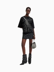 AllSaints Black Amelie Shatter Cotton T-Shirt - Image 3 of 7