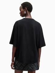 AllSaints Black Amelie Shatter Cotton T-Shirt - Image 6 of 7