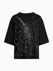 AllSaints Black Amelie Shatter Cotton T-Shirt - Image 7 of 7