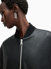 AllSaints Black Yara Lea Bomber Jacket - Image 2 of 9