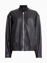 AllSaints Black Yara Lea Bomber Jacket - Image 9 of 9