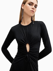 AllSaints Black Xylia Long Sleeves Dress - Image 3 of 6