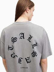 AllSaints Grey Fraktur Short Sleeve Crew Neck Cotton T-Shirt - Image 2 of 8