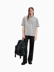 AllSaints Grey Fraktur Short Sleeve Crew Neck Cotton T-Shirt - Image 3 of 8
