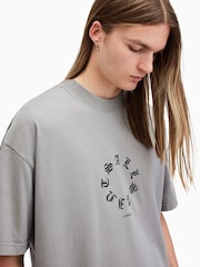 AllSaints Grey Fraktur Short Sleeve Crew Neck Cotton T-Shirt - Image 4 of 8