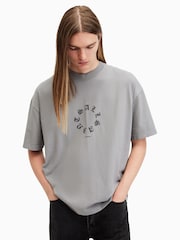 AllSaints Grey Fraktur Short Sleeve Crew Neck Cotton T-Shirt - Image 5 of 8