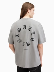 AllSaints Grey Fraktur Short Sleeve Crew Neck Cotton T-Shirt - Image 7 of 8