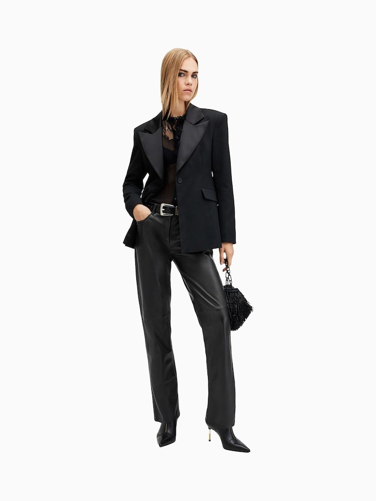 AllSaints Black Saige Lea Trousers - Image 1 of 8