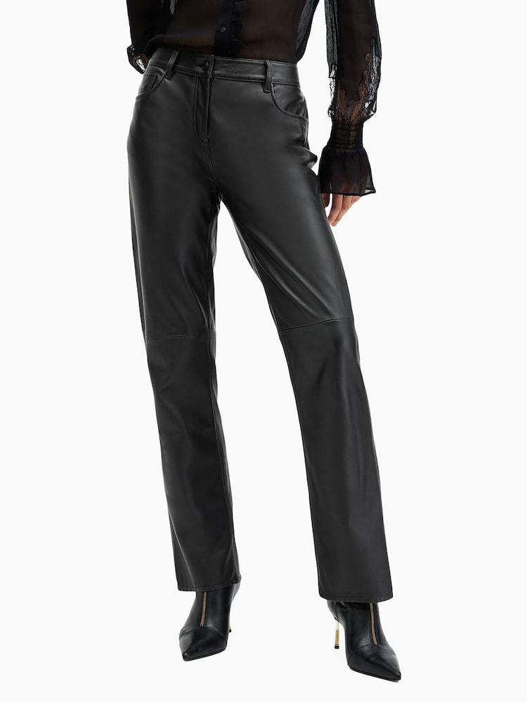AllSaints Black Saige Lea Trousers - Image 4 of 8