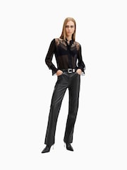 AllSaints Black Saige Lea Trousers - Image 5 of 8