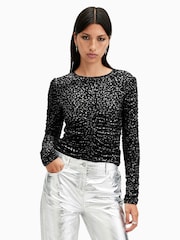AllSaints Black Eris Leppo Top - Image 1 of 6