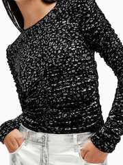 AllSaints Black Eris Leppo Top - Image 2 of 6