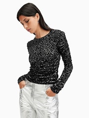 AllSaints Black Eris Leppo Top - Image 4 of 6