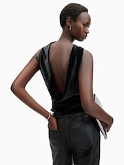 AllSaints Black Bellatrix Velvet Top - Image 2 of 8