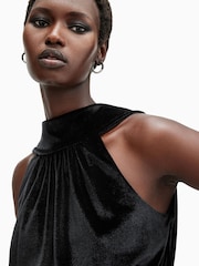 AllSaints Black Bellatrix Velvet Top - Image 3 of 8