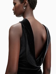 AllSaints Black Bellatrix Velvet Top - Image 6 of 8