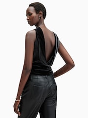 AllSaints Black Bellatrix Velvet Top - Image 7 of 8