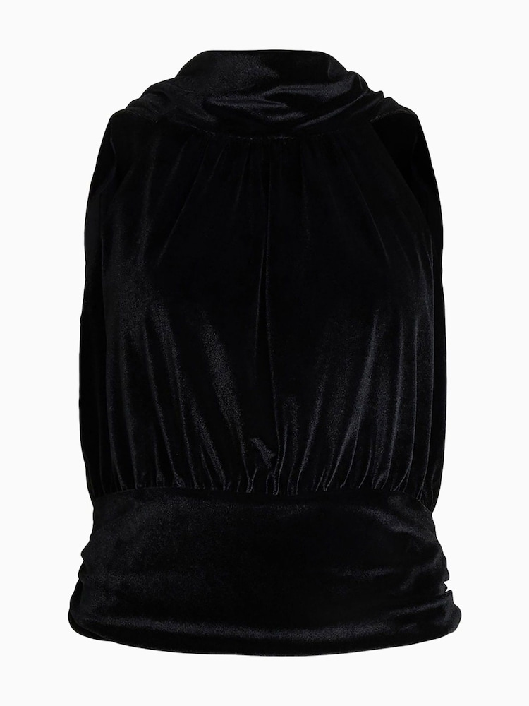 AllSaints Black Bellatrix Velvet Top - Image 8 of 8