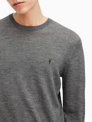 AllSaints Grey Mode Merino Crew Neck Jumper - Image 2 of 6