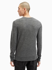 AllSaints Grey Mode Merino Crew Neck Jumper - Image 5 of 6