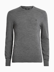 AllSaints Grey Mode Merino Crew Neck Jumper - Image 6 of 6
