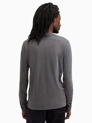 AllSaints Grey Brace Long Sleeve Crew Neck 100% Organic Cotton T-Shirt - Image 5 of 6