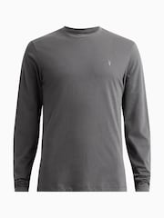 AllSaints Grey Brace Long Sleeve Crew Neck 100% Organic Cotton T-Shirt - Image 6 of 6