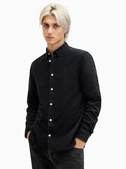AllSaints Black Birchwood Long Sleeve Shirt - Image 4 of 7
