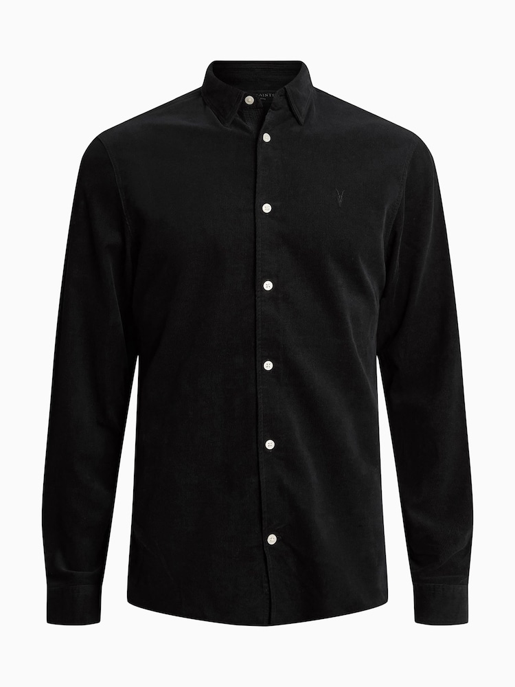 AllSaints Black Birchwood Long Sleeve Shirt - Image 7 of 7