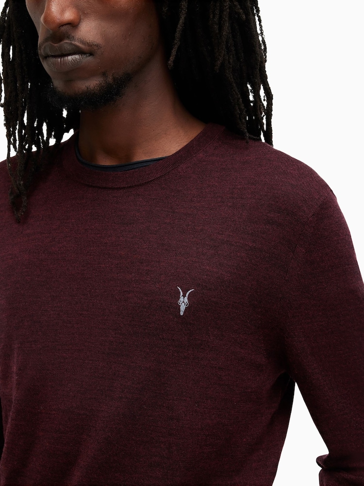 AllSaints Red Mode Merino Crew Neck Jumper - Image 2 of 6