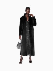 AllSaints Black Serra Maxi Shearling 100% Cotton Coats - Image 1 of 10