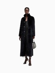 AllSaints Black Serra Maxi Shearling 100% Cotton Coats - Image 3 of 10
