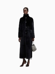 AllSaints Black Serra Maxi Shearling 100% Cotton Coats - Image 6 of 10