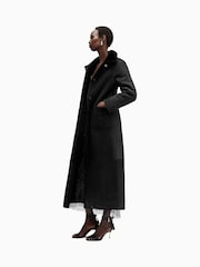 AllSaints Black Serra Maxi Shearling 100% Cotton Coats - Image 7 of 10