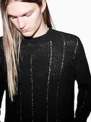 AllSaints Black Hades Crew Neck Jumper - Image 2 of 7