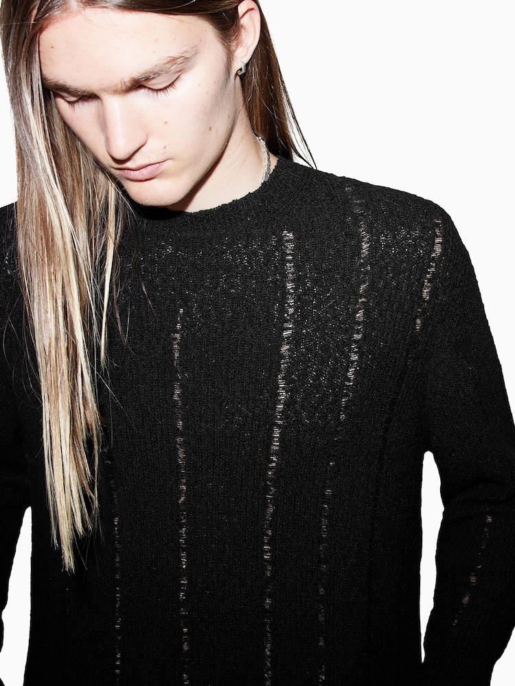 AllSaints Black Hades Crew Neck Jumper - Image 2 of 7